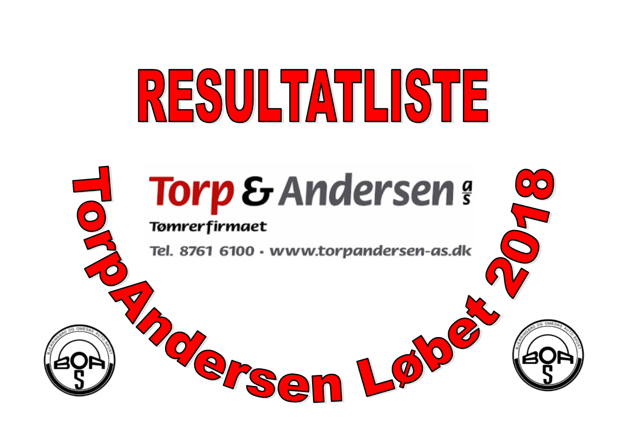 Resultatliste Torp & Andersen Løbet 2018